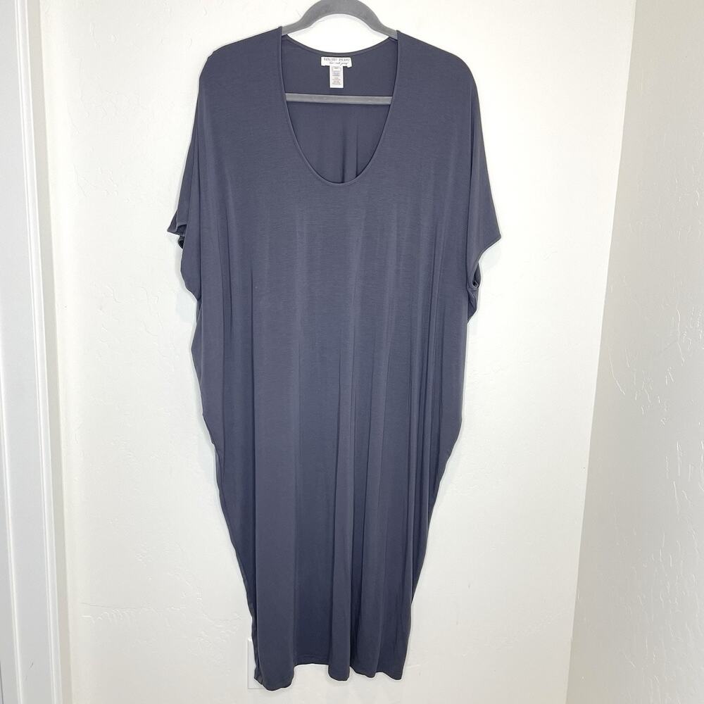 Barefoot Dreams Luxe Milk Jersey Kaftan Lounge Dress Womens One Size Plus Gray